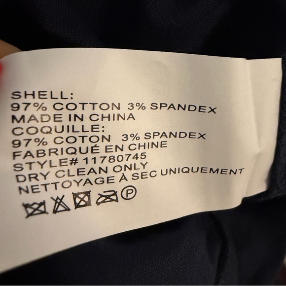 $398 Shoshanna Castell Cotton Cheryl Dress Navy Midi A-Line Chain Belt Pockets 4 - Picture 9 of 9